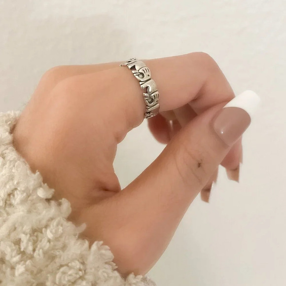 925 Sterling Silver Elephant Ring Stackable Ring Band Minimalist Ring - Picture 7 of 10